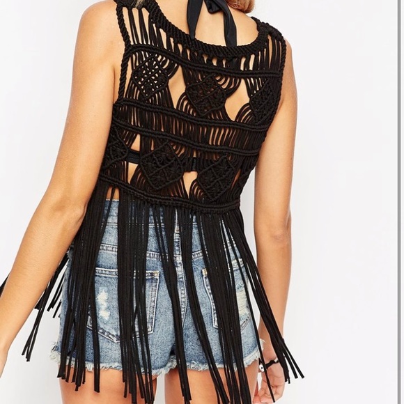 ASOS🌻 Macrame fringe crop top - Picture 3 of 7